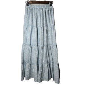 BP Brass Plum Blue Floral Maxi Skirt Cottagecore XS
